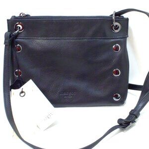 Margot, NWT. Black Leather Crossbody Bag with Cut outs with Silver Hardware
